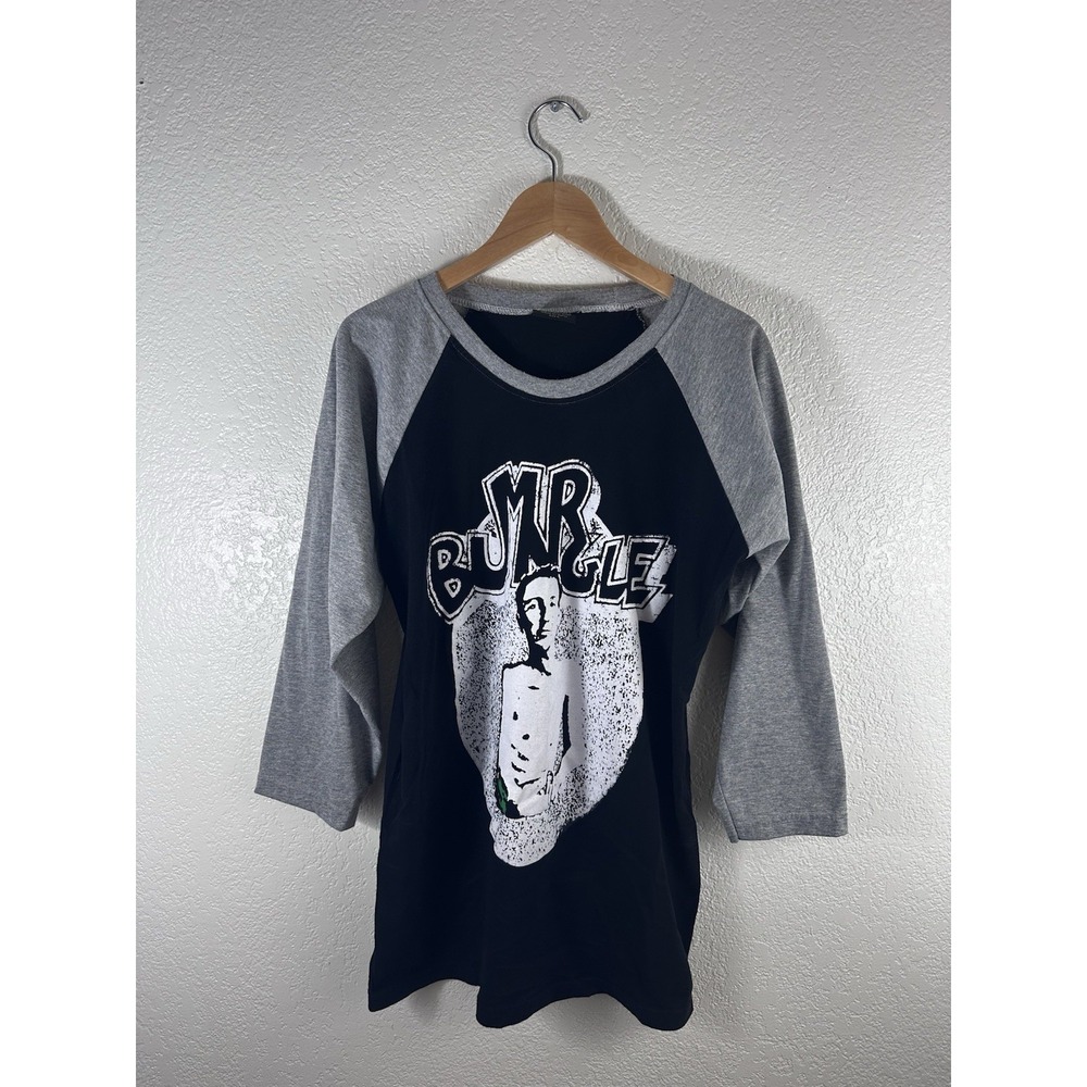 Mr. Bungle Graphic Raglan 3/4 Sleeve Shirt Men's Large Black Gray Band Tee